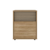 Mesa de Noche WandaL Fresno Europeo y Roble Natural 42.6x52cm con Un Cajón y con Dos Compartimientos - MESAS DE NOCHE | Bylmo