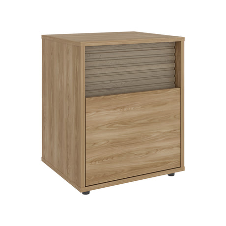 Mesa de Noche WandaL Fresno Europeo y Roble Natural 42.6x52cm con Un Cajón y con Dos Compartimientos - MESAS DE NOCHE | Bylmo