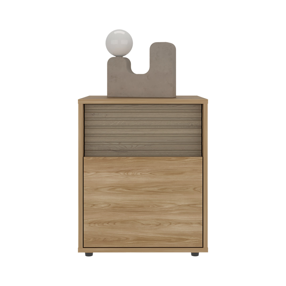 Mesa de Noche WandaL Fresno Europeo y Roble Natural 42.6x52cm con Un Cajón y con Dos Compartimientos - MESAS DE NOCHE | Bylmo
