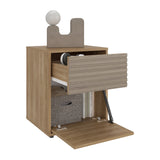 Mesa de Noche WandaL Fresno Europeo y Roble Natural 42.6x52cm con Un Cajón y con Dos Compartimientos - MESAS DE NOCHE | Bylmo