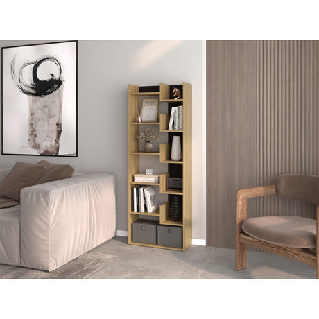 Biblioteca Clover Fresno Europeo y Wengue 60x162cm Rectangular con Once Compartimientos - BIBLIOTECAS Y ESTANTERIAS | Bylmo