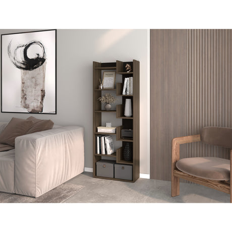 Biblioteca Clover Milan y Wengue 60x162cm Rectangular con Once Compartimientos - BIBLIOTECAS Y ESTANTERIAS | Bylmo