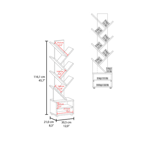 Biblioteca Kingstree Wengue 30.5x161.1cm Escalera con Ocho Compartimientos - BIBLIOTECAS Y ESTANTERIAS | Bylmo