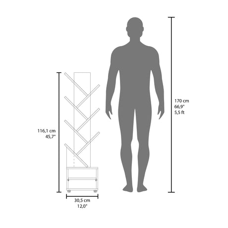Biblioteca Kingstree Wengue 30.5x161.1cm Escalera con Ocho Compartimientos - BIBLIOTECAS Y ESTANTERIAS | Bylmo