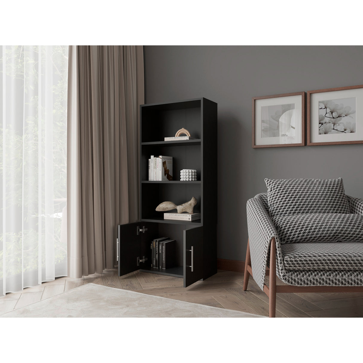 Biblioteca Eco Joy Wengue 50.8x120.9cm Rectangular con Cuatro Compartimientos - BIBLIOTECAS Y ESTANTERIAS | Bylmo