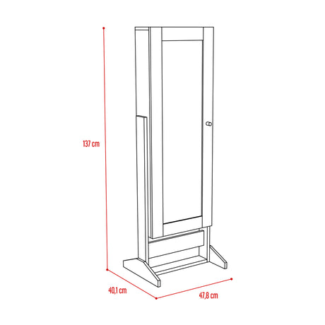 Tocador Prisma Blanco 47.8x137.3cm de Un Puesto sin Cajones y con Espejo - TOCADORES | Bylmo