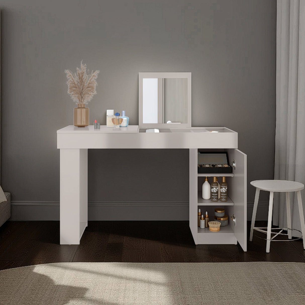 Tocador Iva Capri 120.3x77cm de Un Puesto sin Cajones y con Espejo - TOCADORES | Bylmo