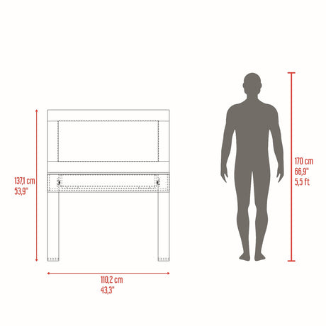 Tocador Leila Bardolino 110.2x137.1cm de Un Puesto con Un Cajón y con Espejo - TOCADORES | Bylmo