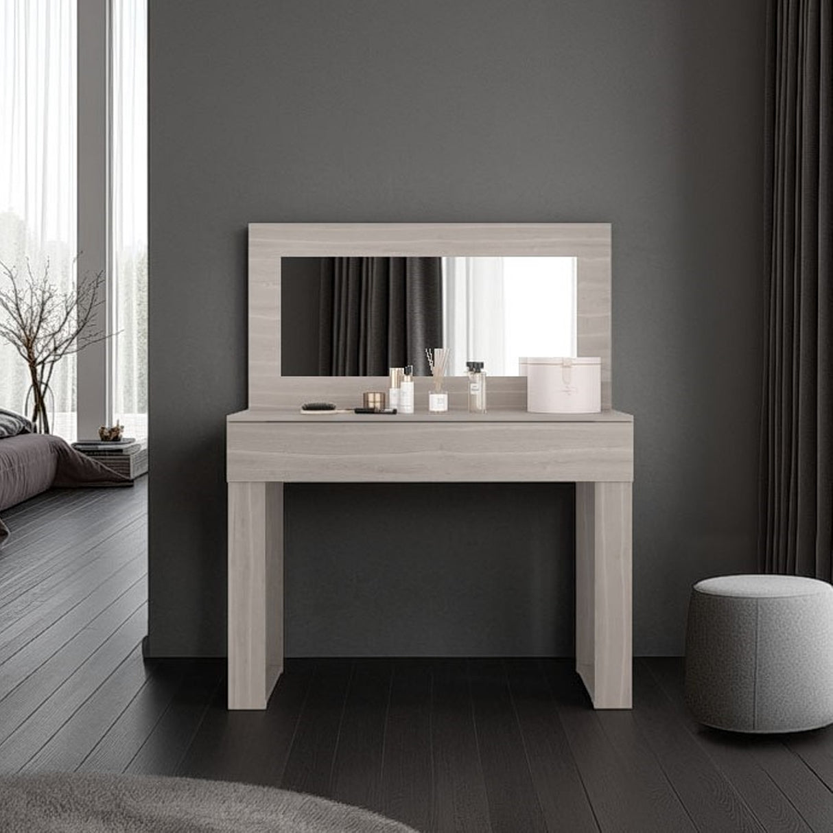 Tocador Leila Bardolino 110.2x137.1cm de Un Puesto con Un Cajón y con Espejo - TOCADORES | Bylmo