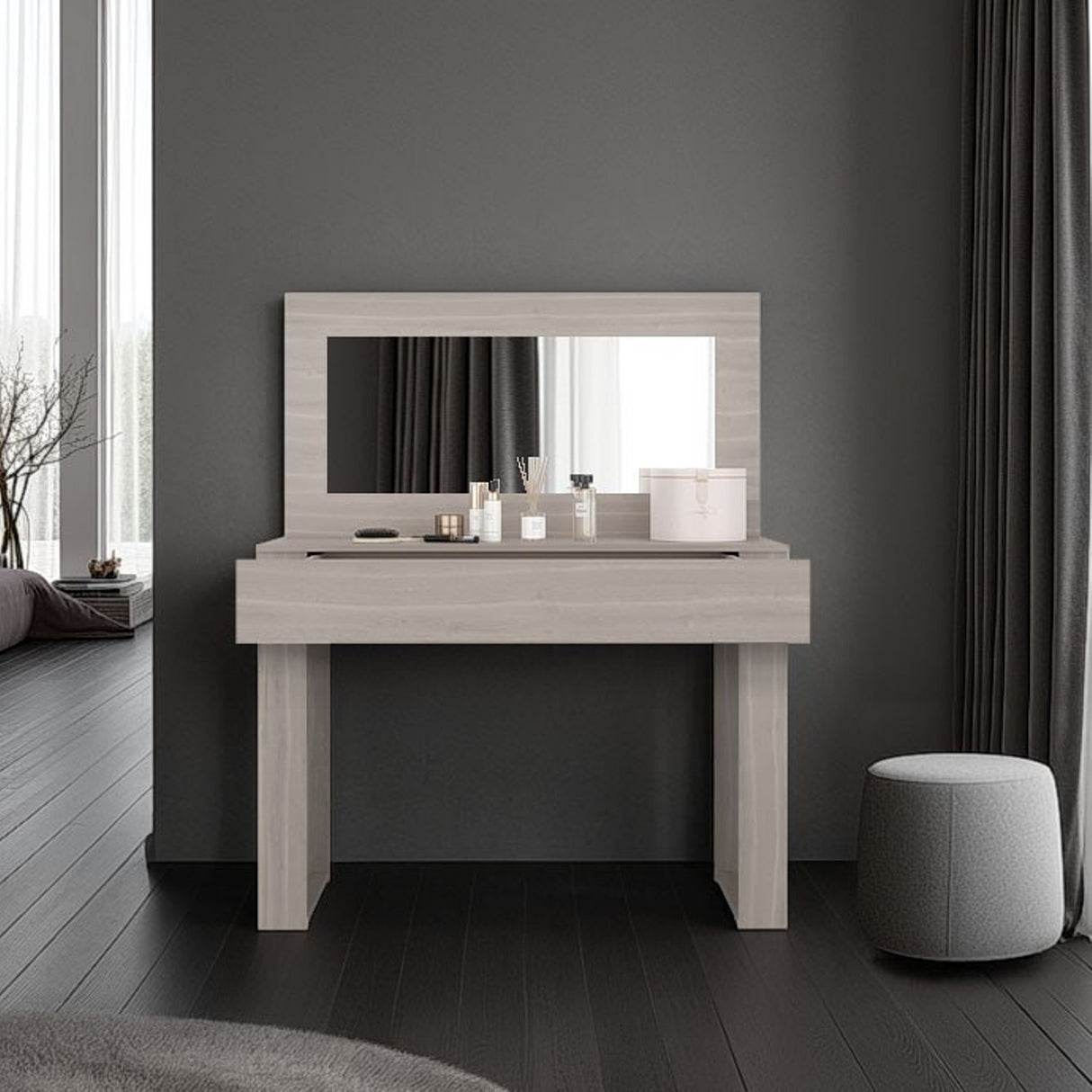 Tocador Leila Bardolino 110.2x137.1cm de Un Puesto con Un Cajón y con Espejo - TOCADORES | Bylmo