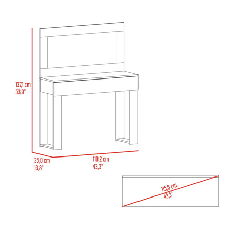 Tocador Leila Bardolino 110.2x137.1cm de Un Puesto con Un Cajón y con Espejo - TOCADORES | Bylmo