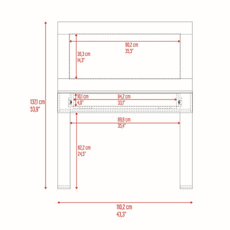 Tocador Leila Bardolino 110.2x137.1cm de Un Puesto con Un Cajón y con Espejo - TOCADORES | Bylmo