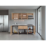 Cocina Amantia Fresno Europeo y Plomo 212x62cm sin Meson sin Estufa y con Espacio para Microondas - COCINAS | Bylmo