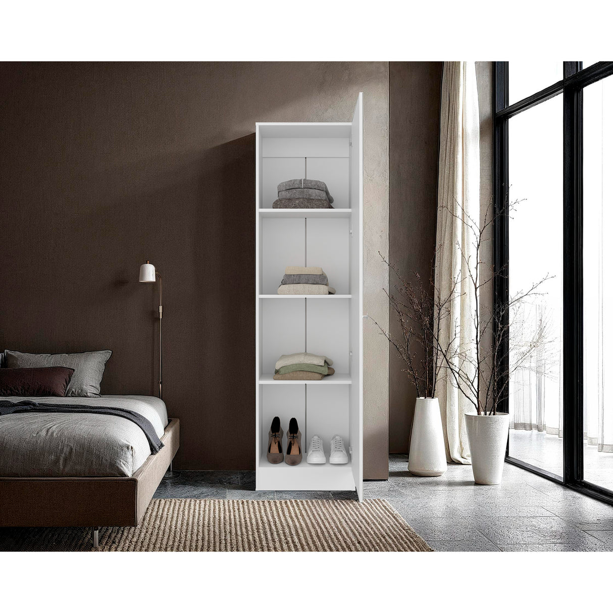 Closet Praga Blanco 49.1x180.8cm con una Puerta sin Cajones y con Espejo - CLOSETS | Bylmo