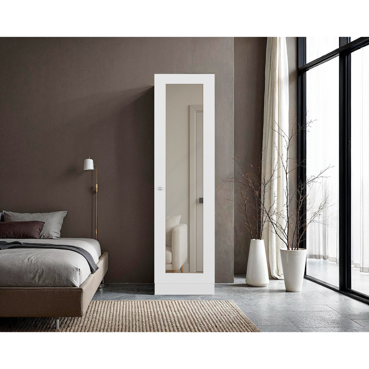 Closet Praga Blanco 49.1x180.8cm con una Puerta sin Cajones y con Espejo - CLOSETS | Bylmo