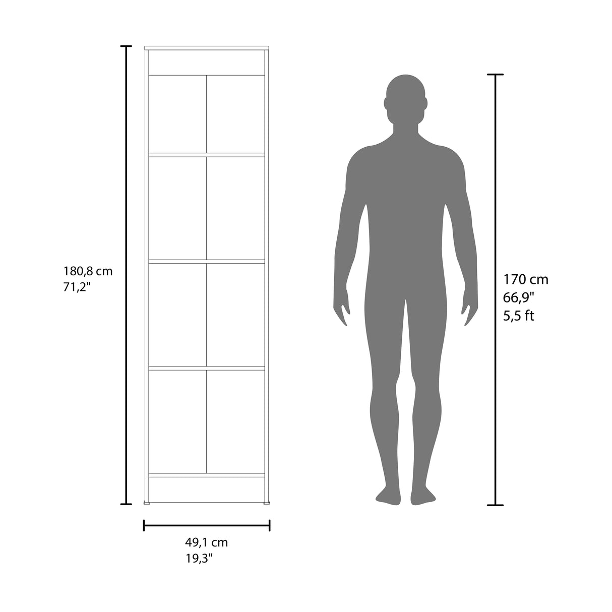 Closet Praga Fresno 49.1x180.8cm con una Puerta sin Cajones y con Espejo - CLOSETS | Bylmo