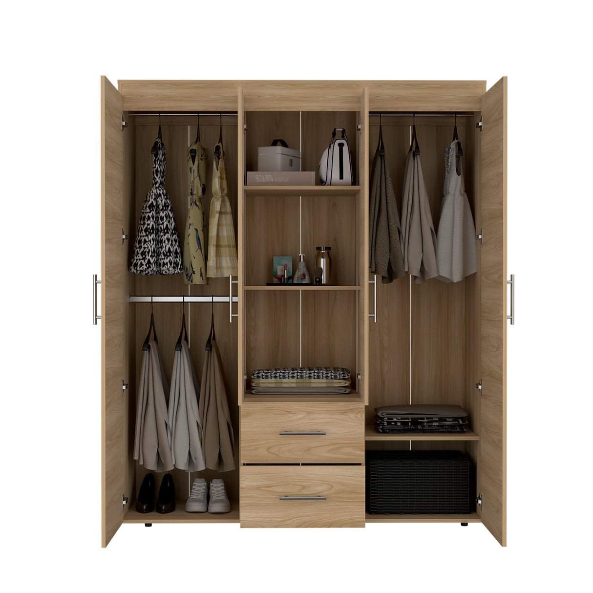 Closet Bariloche Eco Fresno Europeo 150.3x177.9cm con Cuatro Puertas y con Cuatro Cajones - CLOSETS | Bylmo