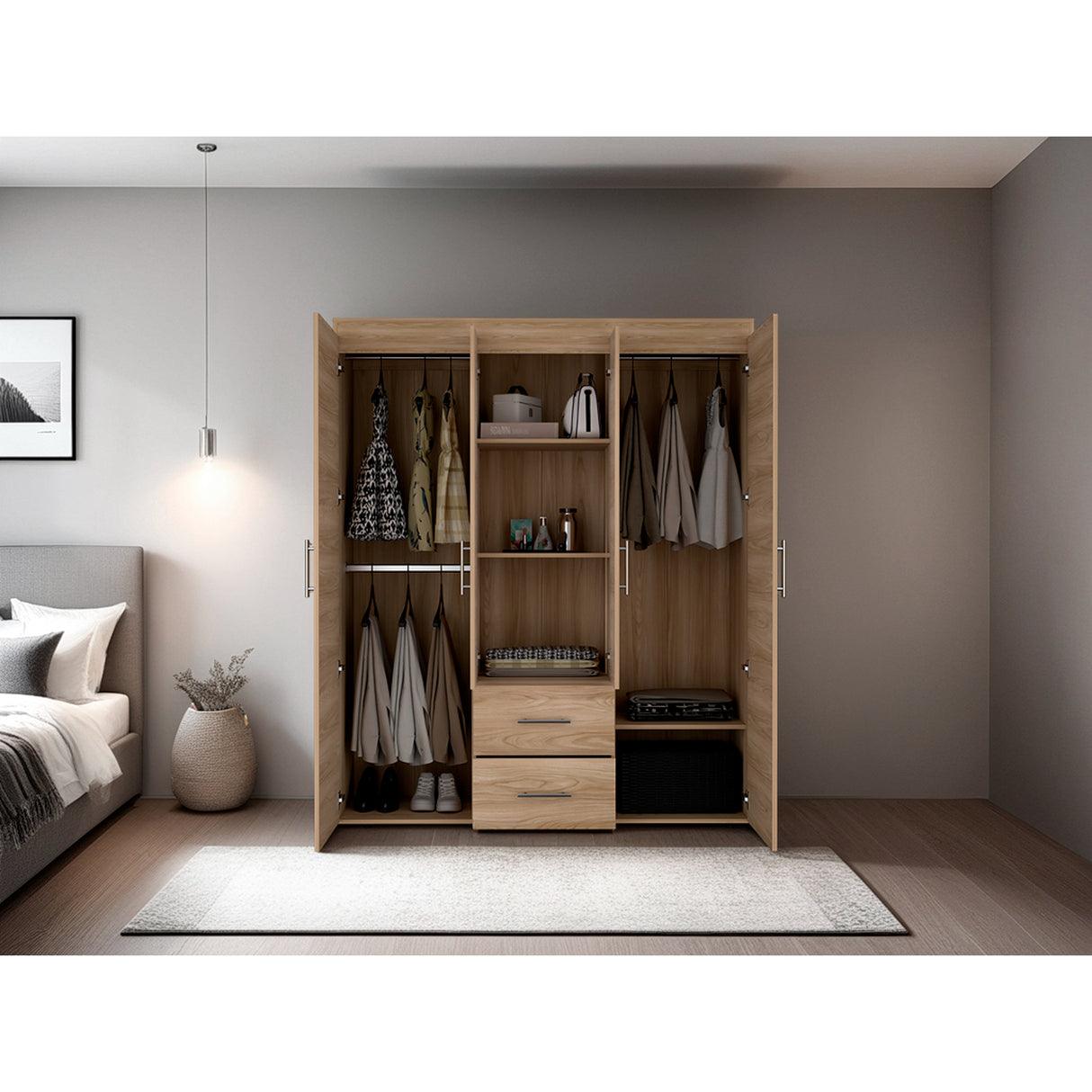 Closet Bariloche Eco Fresno Europeo 150.3x177.9cm con Cuatro Puertas y con Cuatro Cajones - CLOSETS | Bylmo