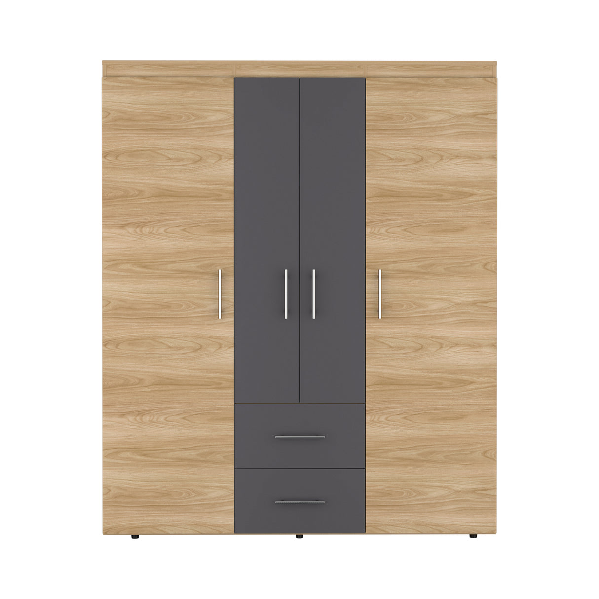 Closet Bariloche Eco Fresno Europeo y Blanco 150.3x177.9cm con Cuatro Puertas y con Cuatro Cajones - CLOSETS | Bylmo