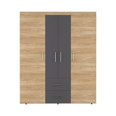 Closet Bariloche Eco Fresno Europeo y Blanco 150.3x177.9cm con Cuatro Puertas y con Cuatro Cajones - CLOSETS | Bylmo