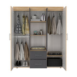 Closet Bariloche Eco Fresno Europeo y Blanco 150.3x177.9cm con Cuatro Puertas y con Cuatro Cajones - CLOSETS | Bylmo