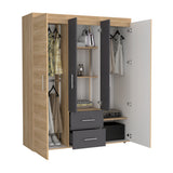 Closet Bariloche Eco Fresno Europeo y Blanco 150.3x177.9cm con Cuatro Puertas y con Cuatro Cajones - CLOSETS | Bylmo