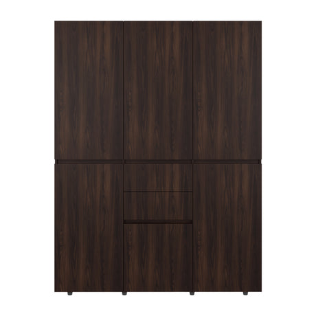 Closet Bea Nogal y Wengue 150x200cm con Seis Puertas y con Seis Cajones - CLOSETS | Bylmo