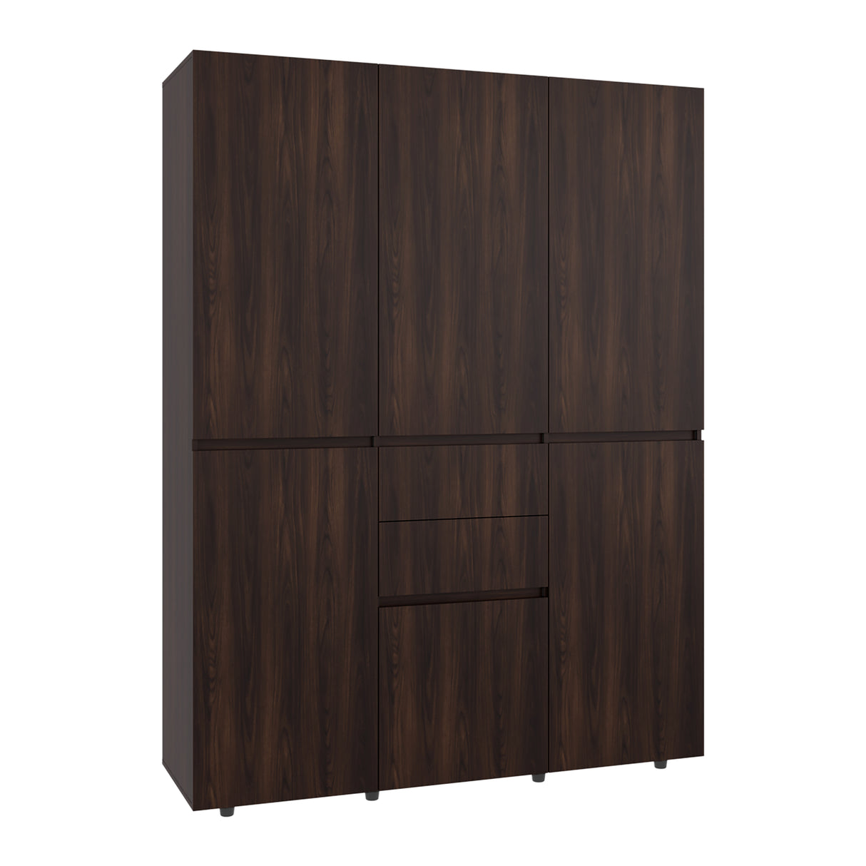 Closet Bea Nogal y Wengue 150x200cm con Seis Puertas y con Seis Cajones - CLOSETS | Bylmo