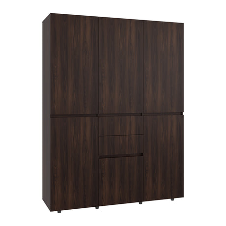 Closet Bea Nogal y Wengue 150x200cm con Seis Puertas y con Seis Cajones - CLOSETS | Bylmo
