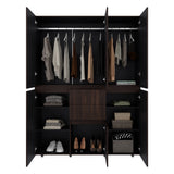 Closet Bea Nogal y Wengue 150x200cm con Seis Puertas y con Seis Cajones - CLOSETS | Bylmo