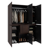 Closet Bea Nogal y Wengue 150x200cm con Seis Puertas y con Seis Cajones - CLOSETS | Bylmo