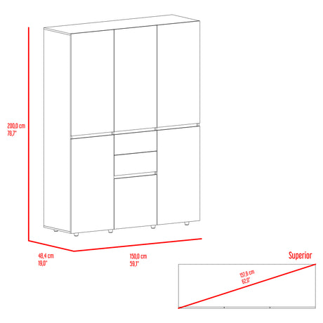 Closet Bea Nogal y Wengue 150x200cm con Seis Puertas y con Seis Cajones - CLOSETS | Bylmo
