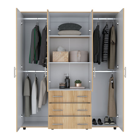 Closet Fontan Fresno Europeo y Blanco 150x179cm con Cuatro Puertas y con Cuatro Cajones - CLOSETS | Bylmo