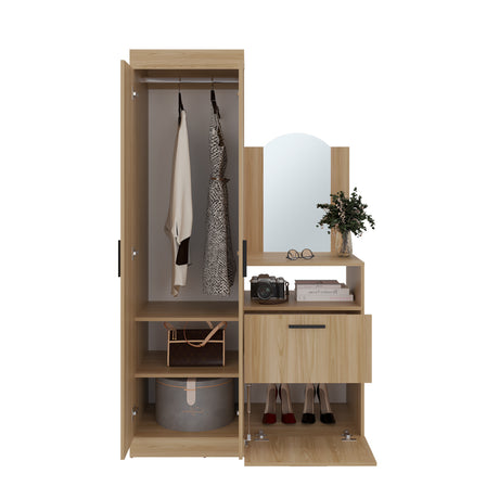 Closet Praga Fresno 103x179cm con una Puerta sin Cajones y con Espejo - CLOSETS | Bylmo