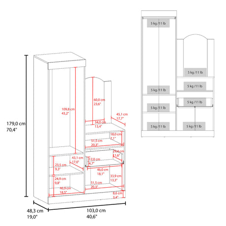 Closet Praga Milan 103x179cm con una Puerta sin Cajones y con Espejo - CLOSETS | Bylmo
