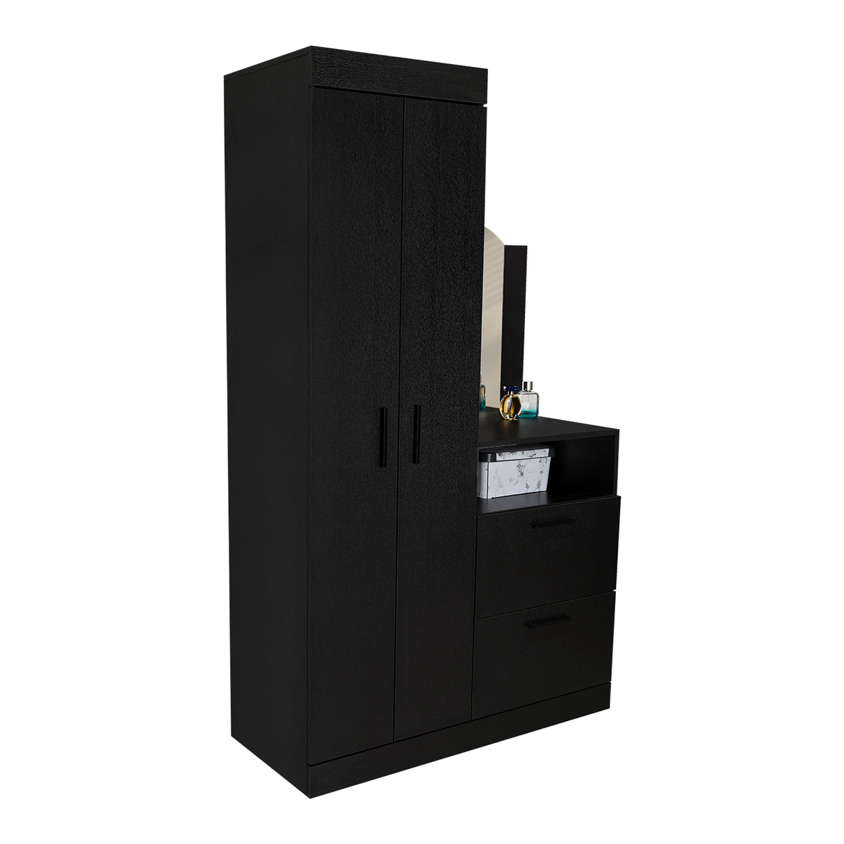 Closet Praga Wengue 103x179cm con una Puerta sin Cajones y con Espejo - CLOSETS | Bylmo