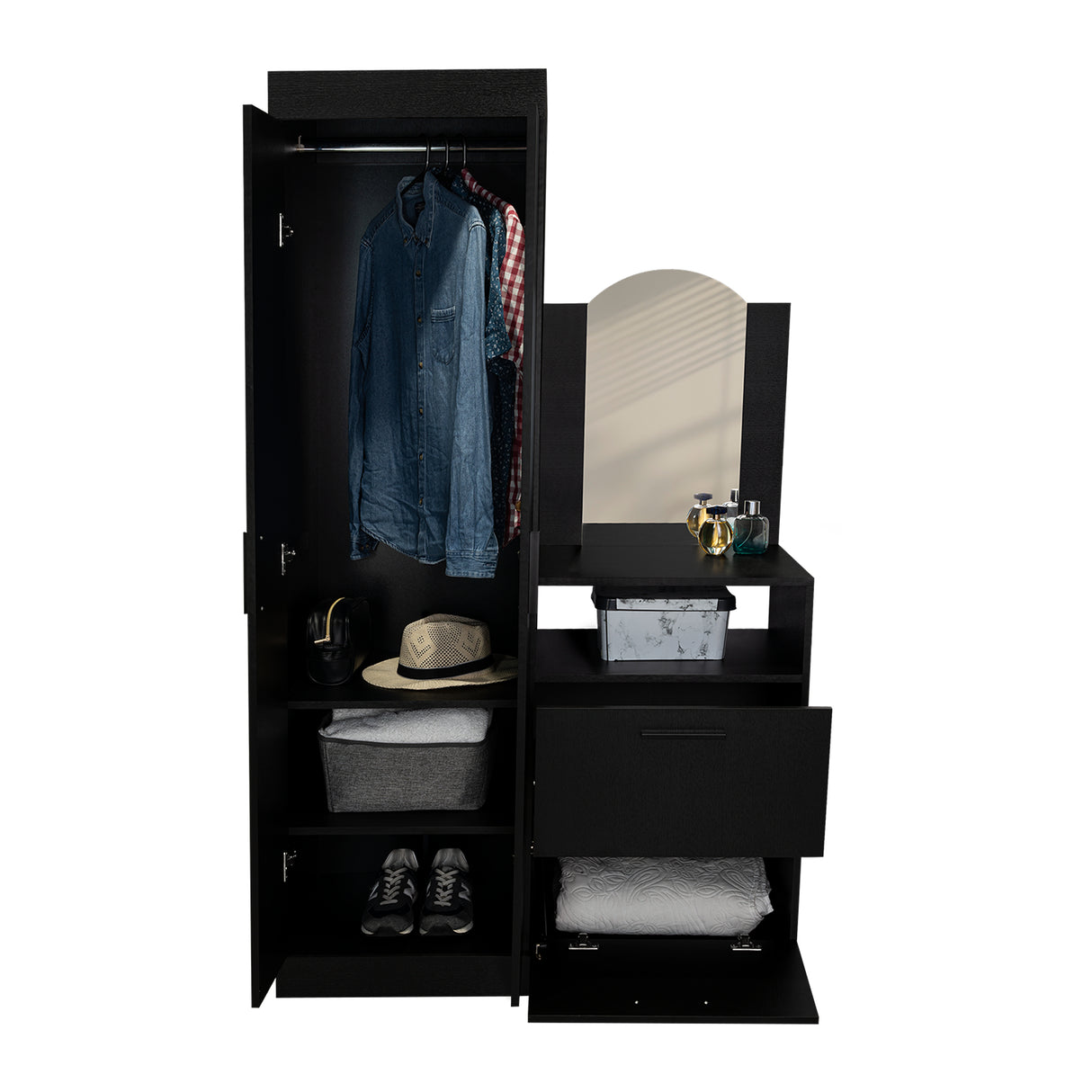 Closet Praga Wengue 103x179cm con una Puerta sin Cajones y con Espejo - CLOSETS | Bylmo
