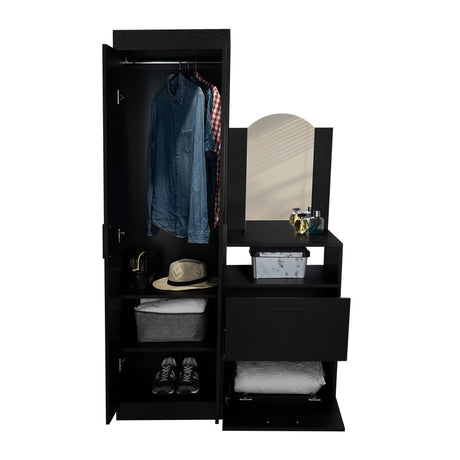 Closet Praga Wengue 103x179cm con una Puerta sin Cajones y con Espejo - CLOSETS | Bylmo