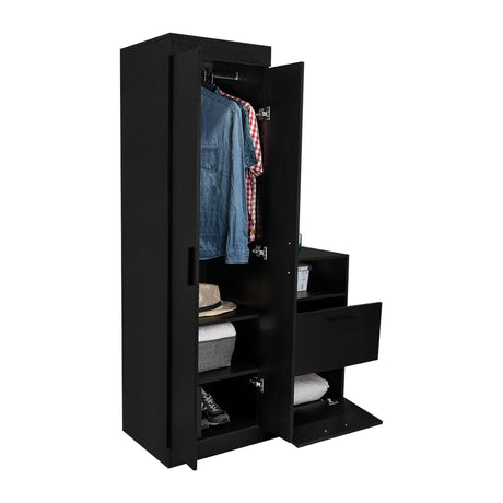 Closet Praga Wengue 103x179cm con una Puerta sin Cajones y con Espejo - CLOSETS | Bylmo