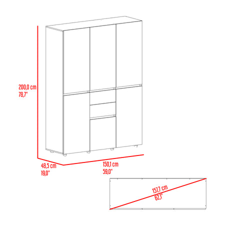 Closet Siruela Eco Bardolino y Blanco 150x200cm con Cinco Puertas y con Cinco Cajones - CLOSETS | Bylmo