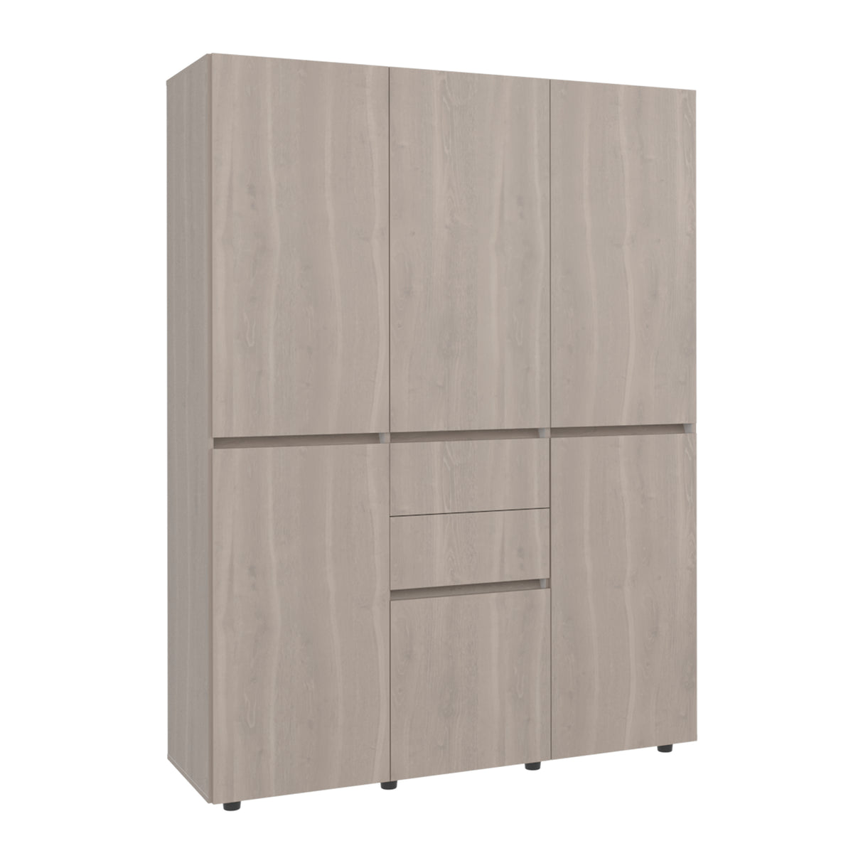 Closet Siruela Eco Bardolino y Blanco 150x200cm con Cinco Puertas y con Cinco Cajones - CLOSETS | Bylmo