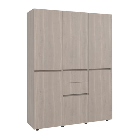 Closet Siruela Eco Bardolino y Blanco 150x200cm con Cinco Puertas y con Cinco Cajones - CLOSETS | Bylmo