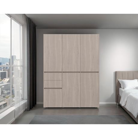 Closet Siruela Eco Bardolino y Blanco 150x200cm con Cinco Puertas y con Cinco Cajones - CLOSETS | Bylmo