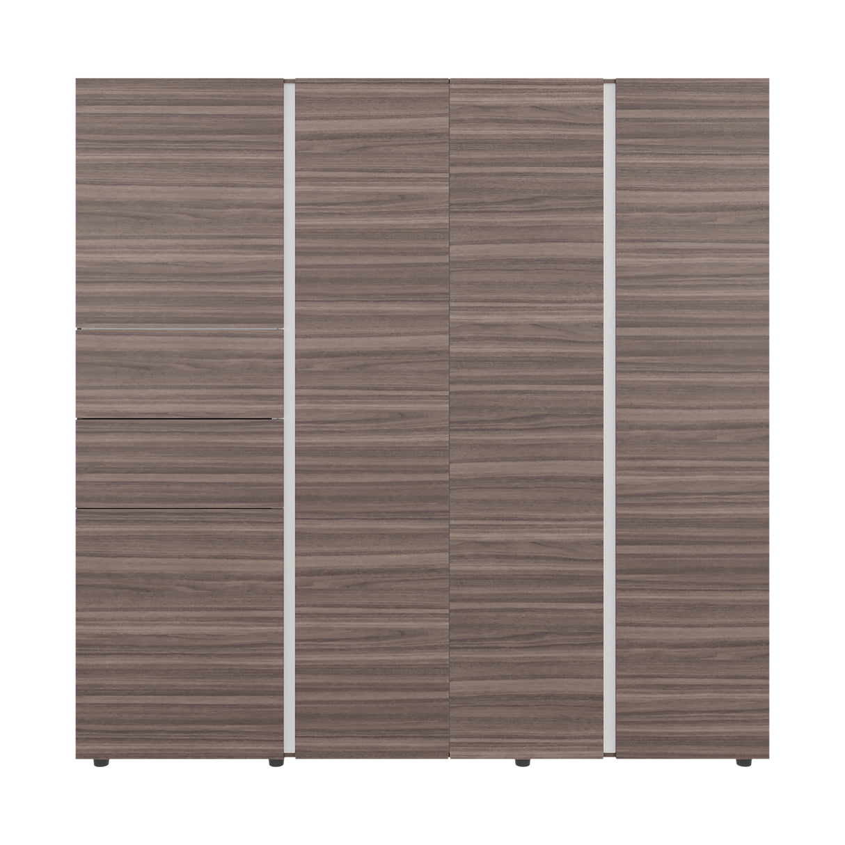 Closet Antalya Avellana y Blanco 200x200cm con Cinco Puertas y con Diez Compartimientos - CLOSETS | Bylmo