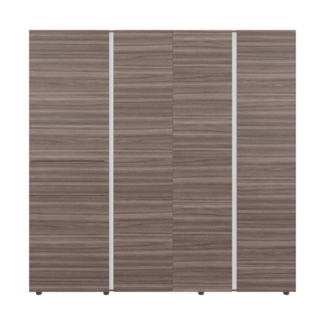 Closet Antalya Avellana y Blanco 200x200cm con Cinco Puertas y con Diez Compartimientos - CLOSETS | Bylmo