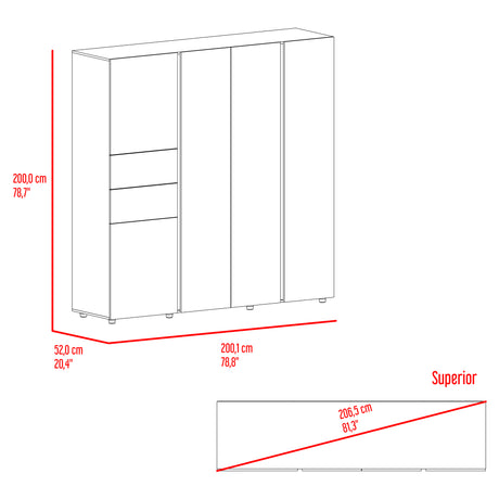 Closet Antalya Avellana y Blanco 200x200cm con Cinco Puertas y con Diez Compartimientos - CLOSETS | Bylmo