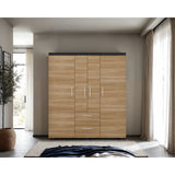 Closet Marcus Wengue y Fresno 150.3x170cm con Cuatro Puertas y con Nueve Compartimientos - CLOSETS | Bylmo