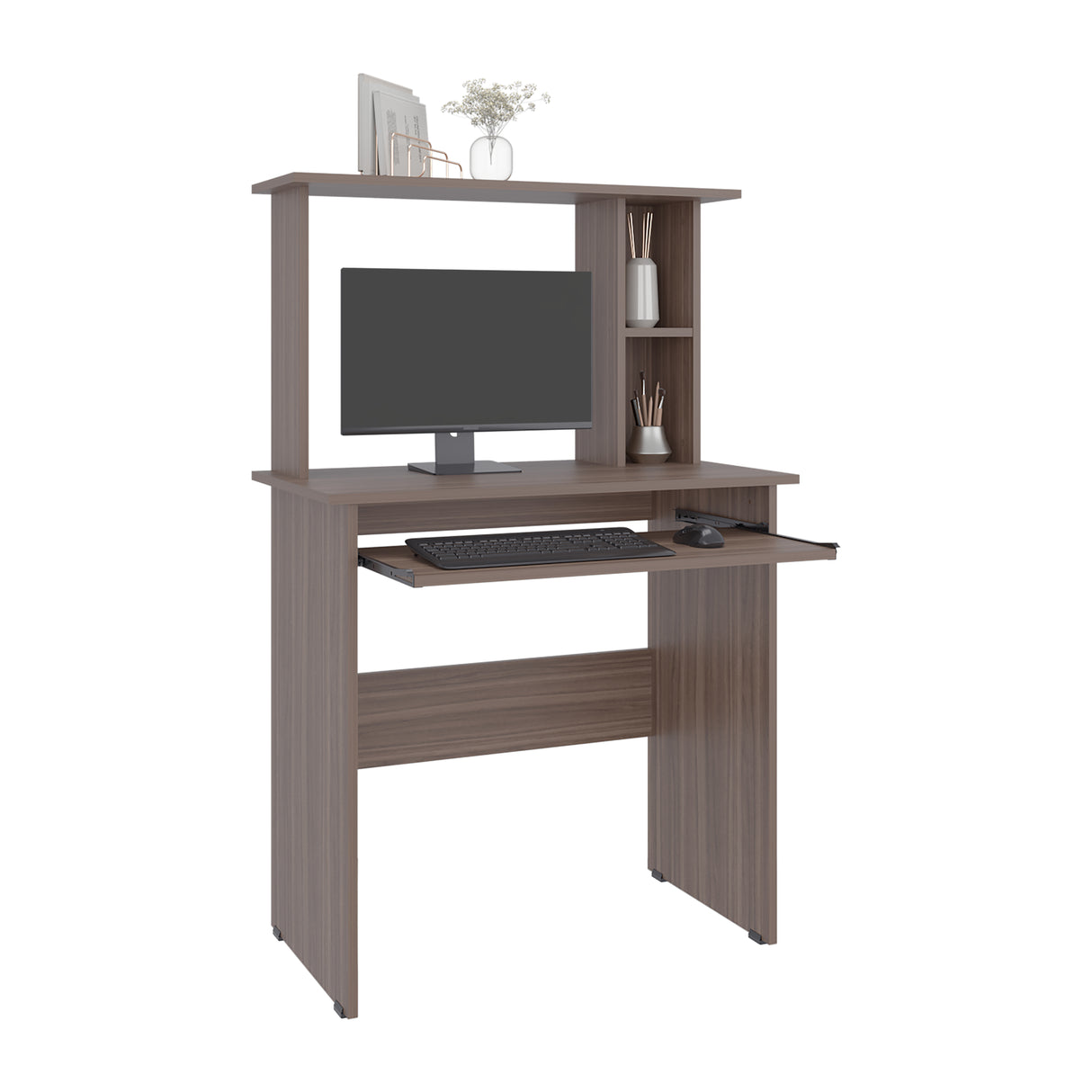 Centro de Computo Dolan Avellana 80x124.7cm con Organizador de Libros - ESCRITORIOS | Bylmo