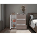 Cómoda Niza Avellana y Blanco 100x91cm de Tres Hileras con Tres Cajones - CAJONERAS Y COMODAS | Bylmo