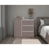 Cómoda Niza Avellana y Blanco 100x91cm de Tres Hileras con Tres Cajones - CAJONERAS Y COMODAS | Bylmo